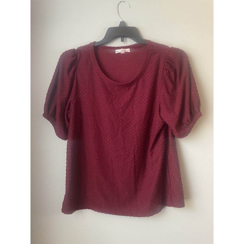 Another Reason Women's‎  Top Polka Dot Short Sleeve Maroon XL